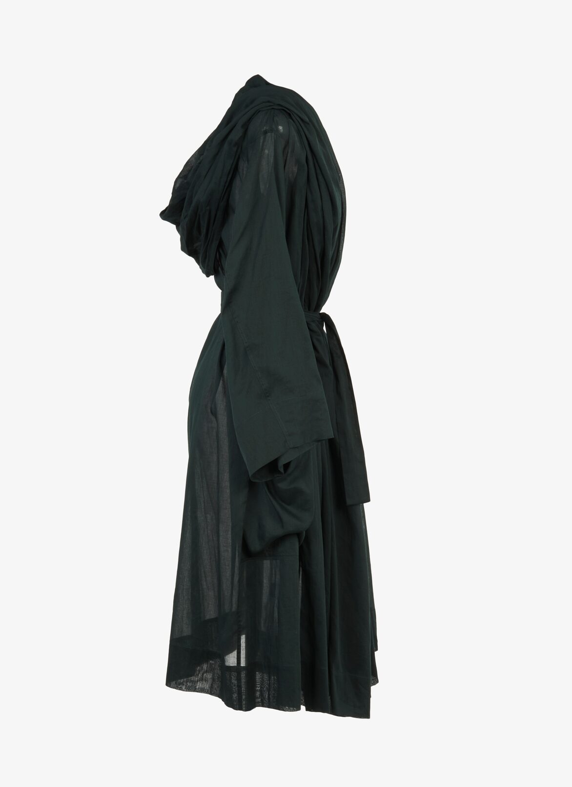 Alaïa Edition 1995 Cotton Chiffon Robe Dress ALAÏA FIR GREEN ALAÏA EDITION 1995 COTTON CHIFFON ROBE DRESS